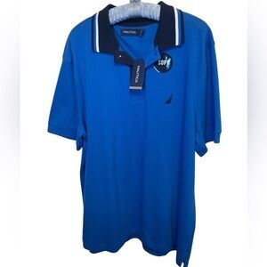 Nautica classic fit solid Blue Polo sz L
